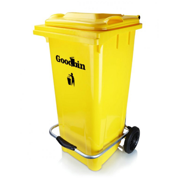 سطل زباله چرخدار و پدال دار 120 لیتری گودبین پلاستیک 6175